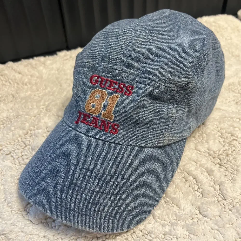 Vintage Broken In Embroidered Logo Guess Jeans 81 Denim Baseball Hat Cap Cotton